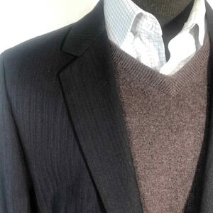 BOSS‎ Hugo Boss Black Gray Jacket Blazer Pin Striped 44R